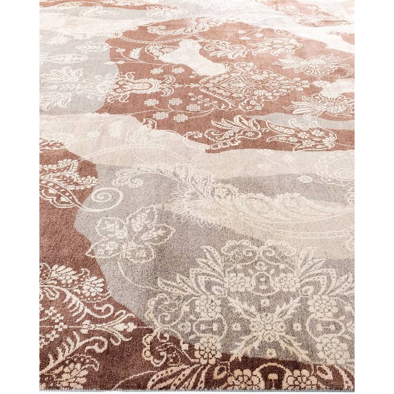 Ikat One-of-a-Kind Hand-Knotted Area Rug, Ivory - 9' 2" x 12' 4"