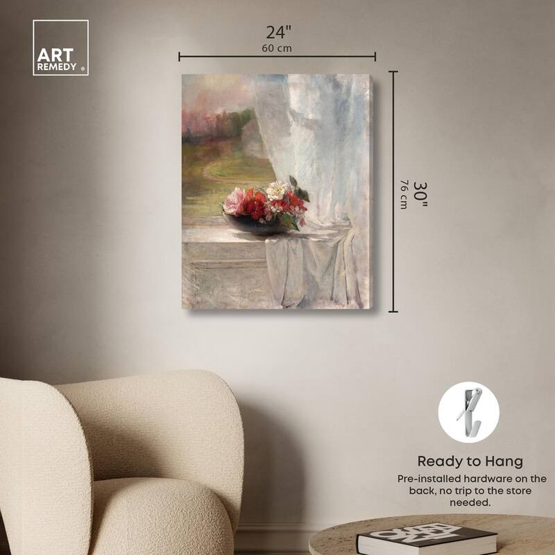 Flowers on a Window 1861 Canvas by Art Remedy, Gallery Wrapped