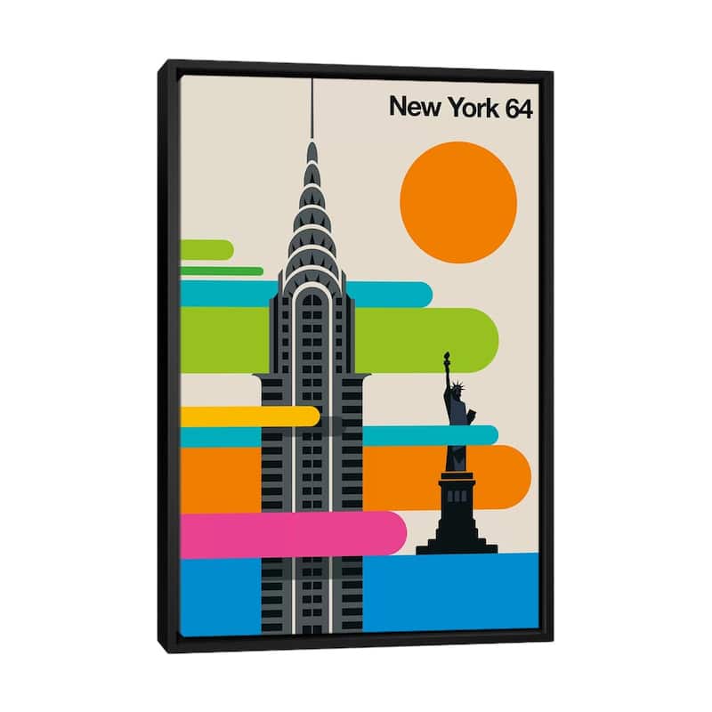 iCanvas "New York 64" by Bo Lundberg Framed Canvas Print - Black - 48x32