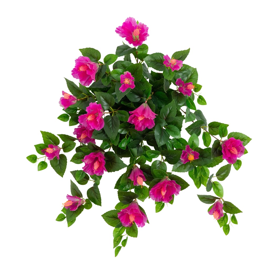24-in UV Resistant Artificial Hibiscus Hanging Plant - Set of 2