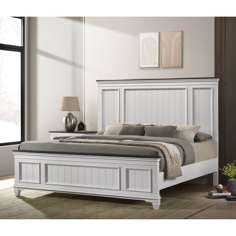 Clelane Wood Bedroom 5 piece Set with Shiplap Panel King Bed, Dresser, Mirror, Nightstand, and Chest