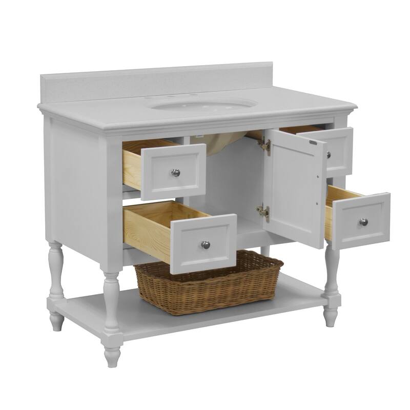 KitchenBathCollection Beverly 42" Bathroom Vanity with Quartz Top