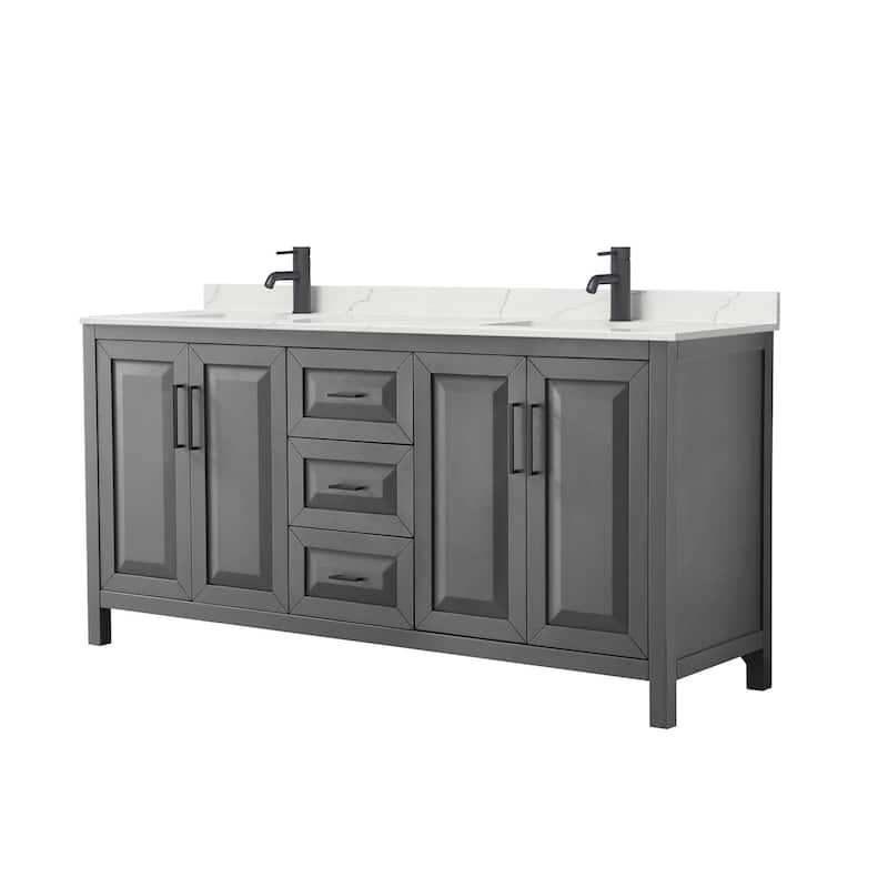 Wyndham Collection WCV252572D-QTZ-UNSMXX Daria 72" Free Standing - Dark Gray / Giotto Quartz Top / Matte Black