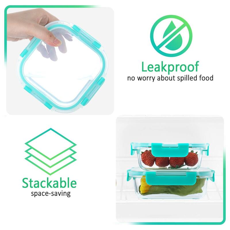 24-Piece Glass Food Storage Containers with Upgraded Snap Locking Lids,Glass Meal Prep Containers Set