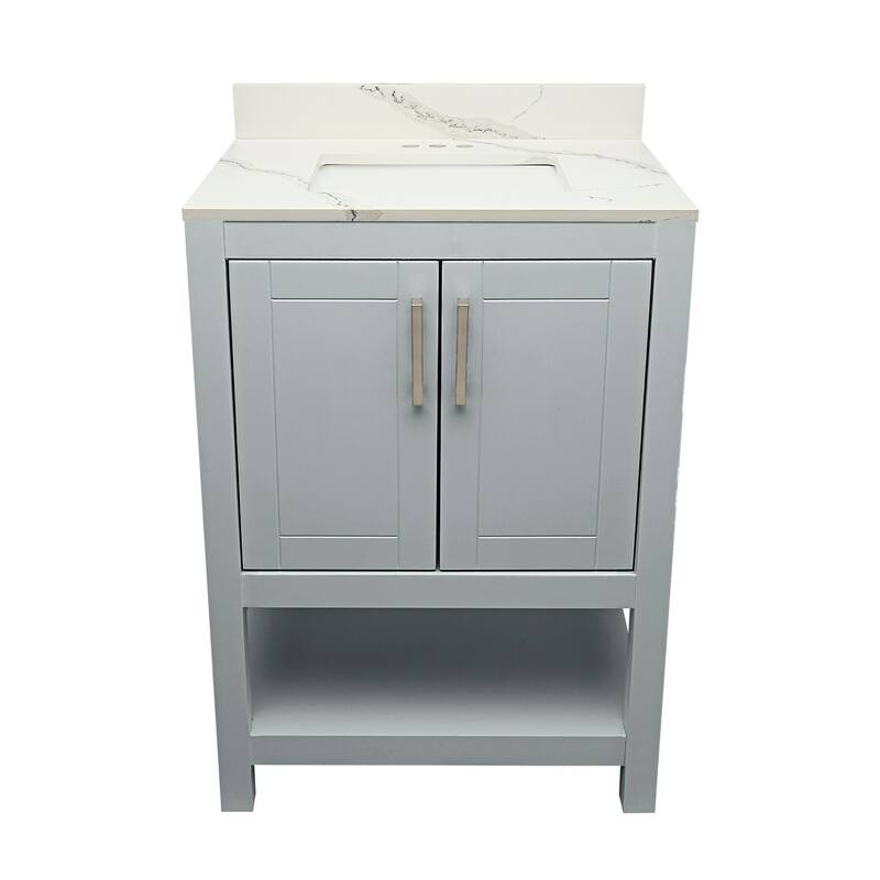 Taos 25" Bathroom Vanity with Cultured Marble Vanity Top Sink in White with White Basin