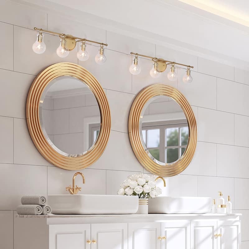 Carson Carrington Modern 2/3/4-Light Gold Bathroom Vanity Lights Glass Wall Sconces