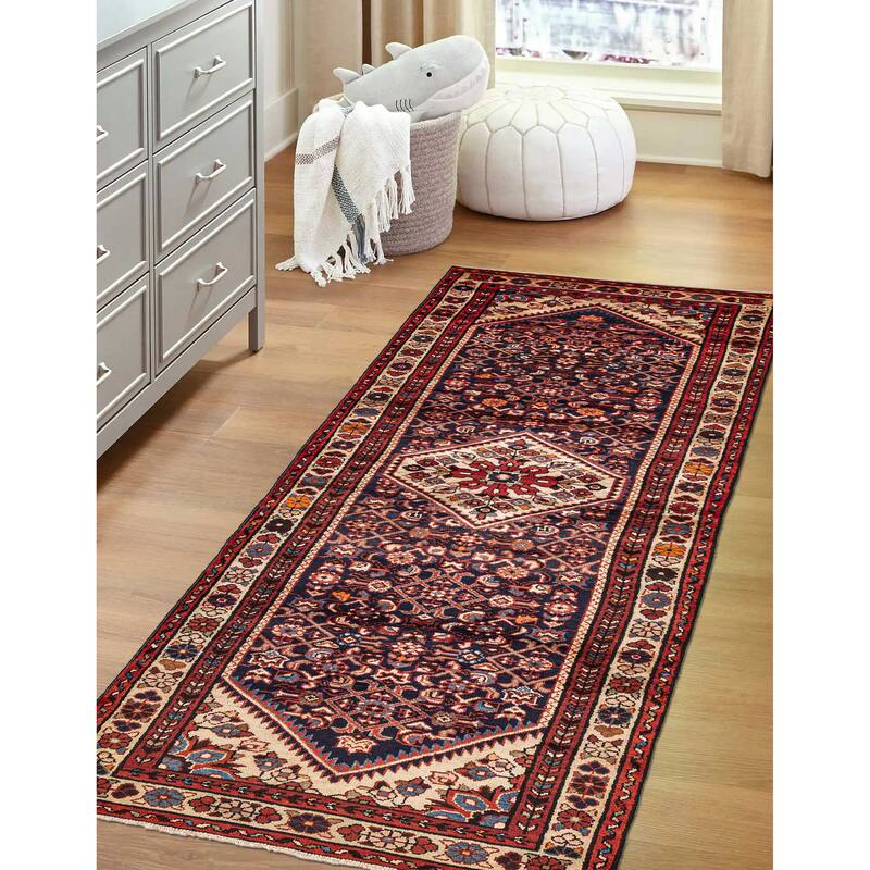 ECARPETGALLERY Hand-knotted Andelz Dark Navy Wool Rug - 3'3 x 10'7