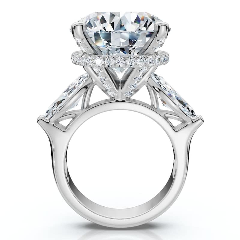 Bliss Diamond 11.75ct Diamond Marquise Accent Ring, Gold or Platinum Lab Grown