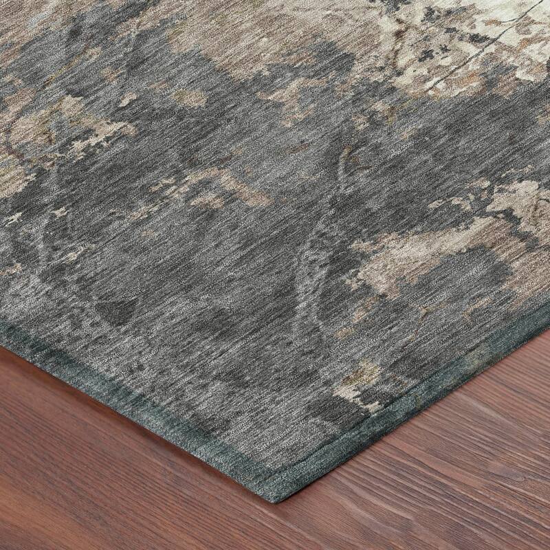 Machine Washable Indoor/ Outdoor Modern Crackle Chantille Rug