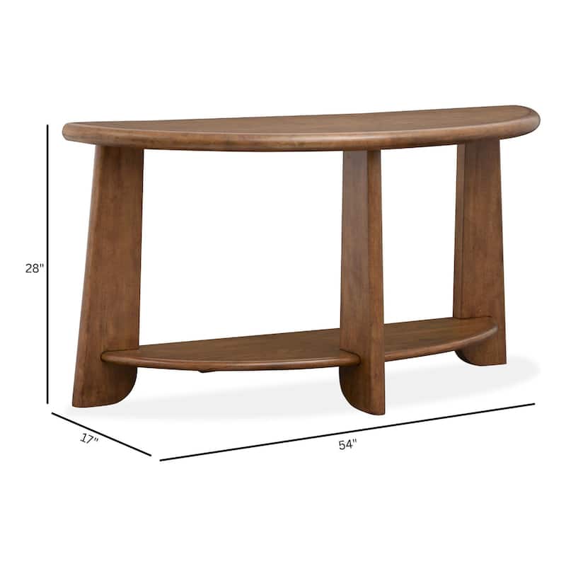 Magnussen Home Tanner Tawny Brown Demilune Sofa Table - 54''W x 17''D x 28''H