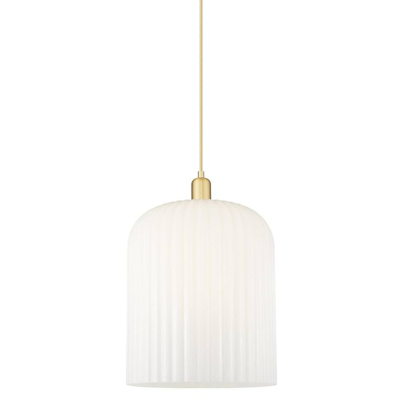 Innovations Lighting 716-1P-18-12 Bridal Veil Pendant Bridal Veil 12" - Satin Gold / Gloss White
