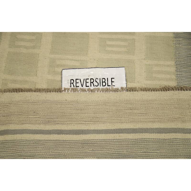 Hand Woven Oriental 100% Wool Carpet Southwestern Tribal Beige & Ivories Kilim Area Rug - 9' 9'' X 7' 10''
