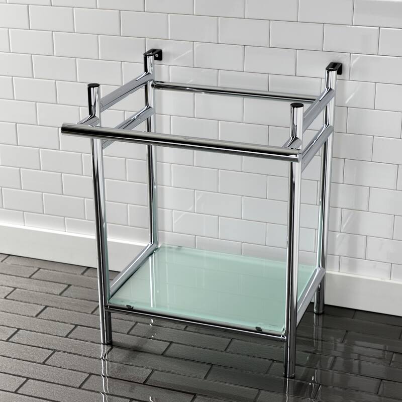 Kingston Brass Fauceture Stainless Steel Console Sink Base with Glass Shelf