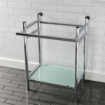 Kingston Brass Fauceture Stainless Steel Console Sink Base with Glass Shelf