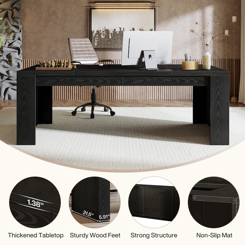 70.9" Wood Computer Desk, Executive Office Desk, Home Office Writing Workstation Business Accent Desk