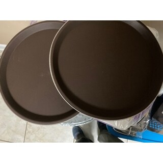 (Set of 2) Round Restaurant Serving Trays, Non-Skid NSF Food Service