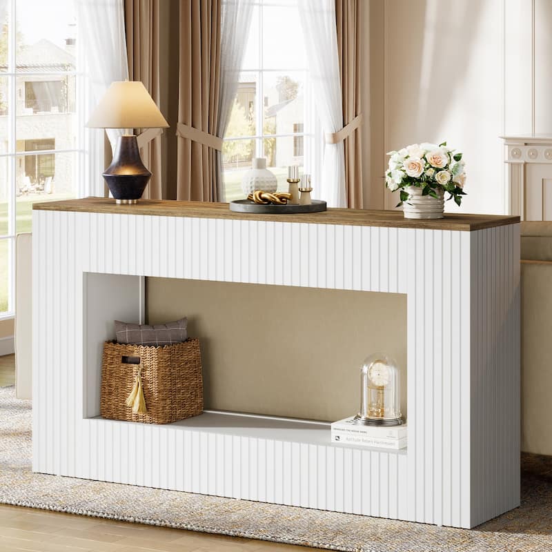 Modern Console Table, 55-Inch Wood Entryway Table with Storage