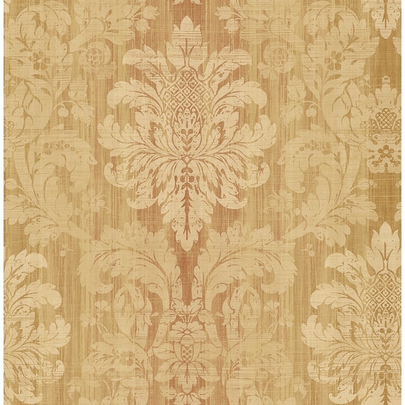 Seabrook Designs Aldeno Striped Damask Unpasted Wallpaper