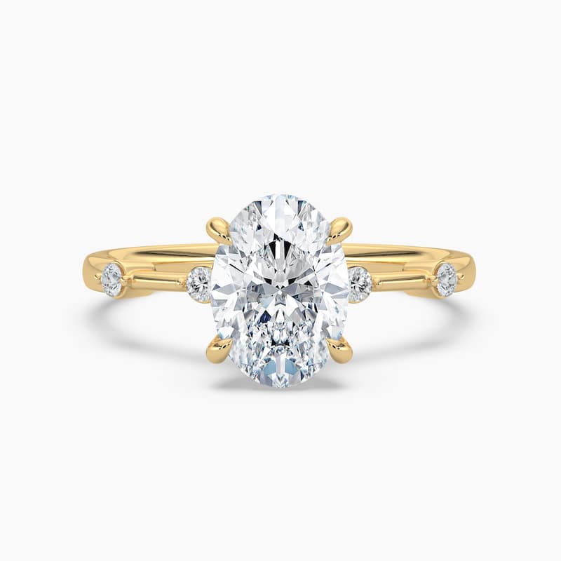 Auriya 14k Gold Petite Diamond Station Oval Lab Grown Hidden Halo Engagement Ring 1.00 to 5.00 ct. tw.(F-G, VS) - 5.5 - 2.50 carats - Yellow