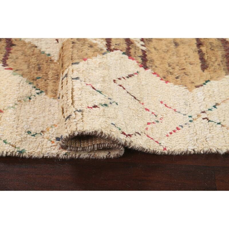 Geometric Oriental Moroccan Wool Area Rug Hand-knotted Tribal Carpet - 5'11" x 9'1"