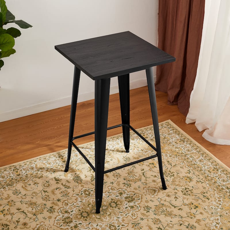 Glitzhome 41"H Industrial Modern Square Wood Top Bar Height Pub Tables