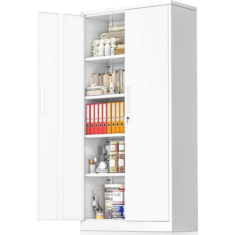 71 inch Garage Storage Cabinet Shelving Kitchen Pantry Locker with Adjustable Shelves for Office, Garage, Home, Pantry