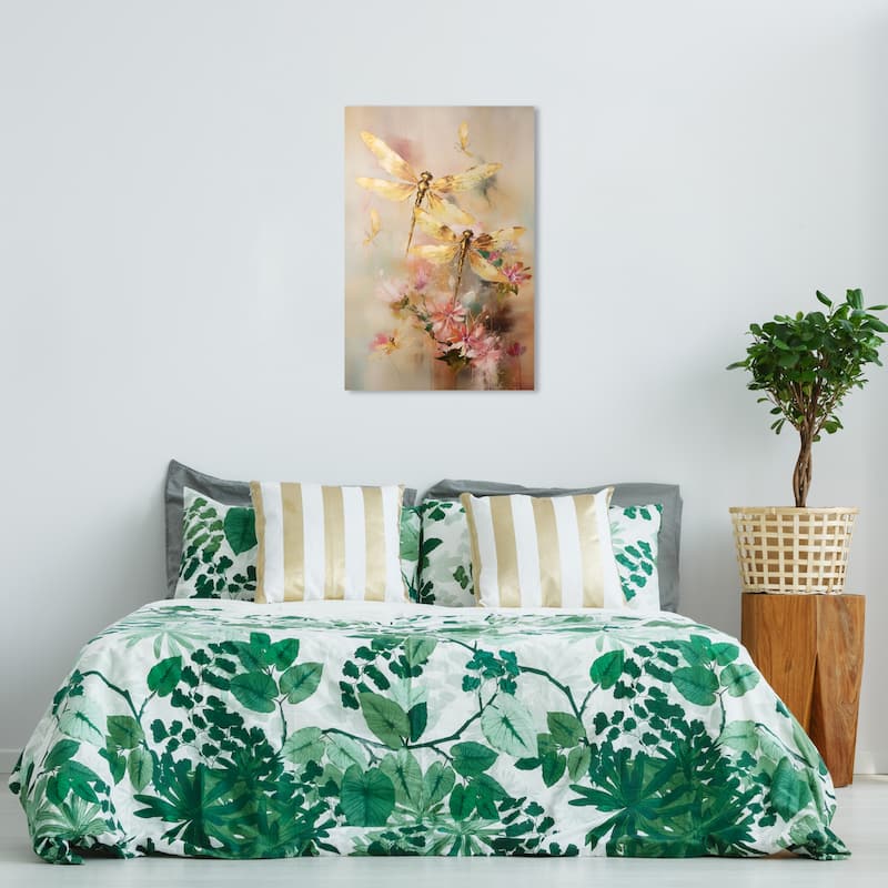 Wynwood Canvas Animals Dragonflies in Golden Hues Gold and Traditional Wall Art Canvas Print - 36 x 24