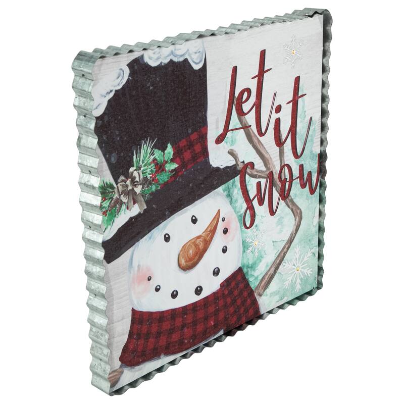 12" LED Lighted 'Let it Snow' Snowman Christmas Canvas Wall Art