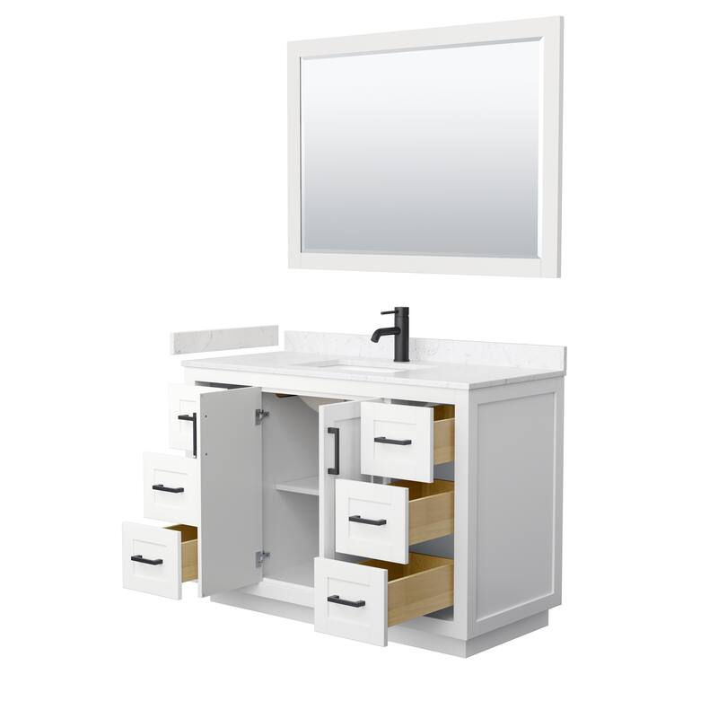 Miranda Single Vanity Set, Cultured Marble Top, 46-Inch Mirror