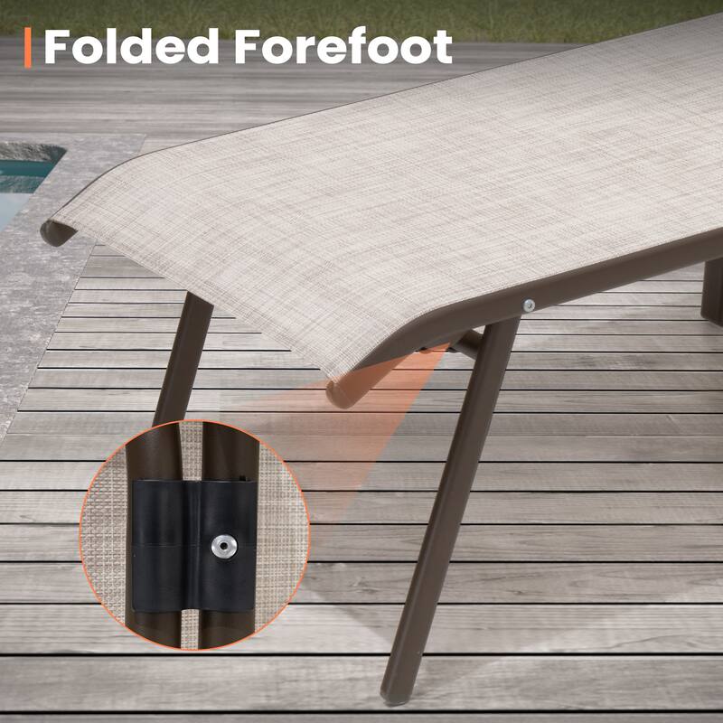 Pellebant Outdoor Adjustable Patio Chaise Lounge Chairs with Armrest Set of 2