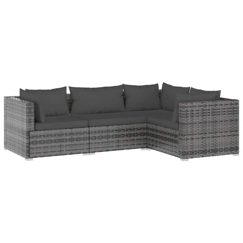 vidaXL Patio Lounge Set Outdoor Sectional Sofa Set Table Garden Poly Rattan