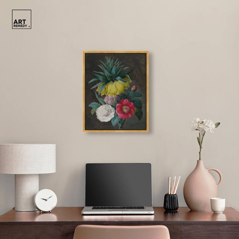 Four Peonies and a Crown Canvas by Art Remedy