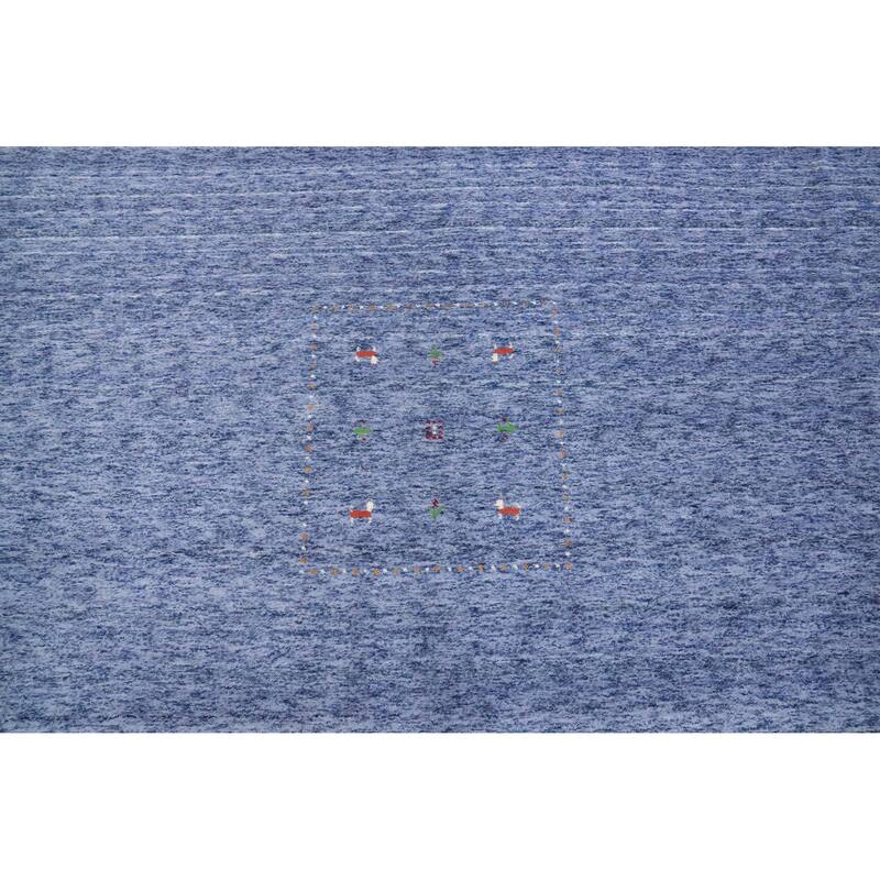 Hand Knotted Oriental 100% Wool Carpet Tribal Animal Pictorial Navy Blue & Blues Gabbeh Area Rug - 12' 0'' X 12' 3''