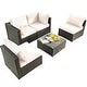 preview thumbnail 31 of 61, Costway 5PCS Patio Rattan Furniture Set Cushioned Sofa & Chair Coffee