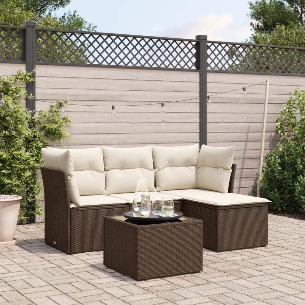 vidaXL Garden Sofa Set Brown, Cream White - 21.7 x 21.7 x 14.6