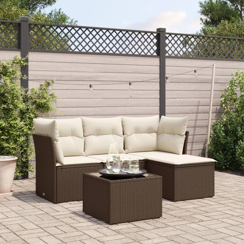 vidaXL Garden Sofa Set Brown, Cream White - 21.7 x 21.7 x 14.6