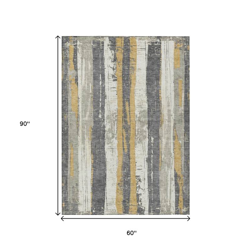 HomeRoots Striped Transitional Rectangle Outdoor Rug