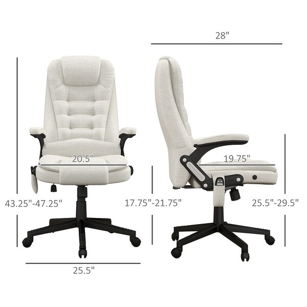 HOMCOM 6 Point Vibrating Massage Office Chair with Heat Linen High Back Executive Office Chair with Reclining Backrest On Sale Bed Bath Beyond 38942879