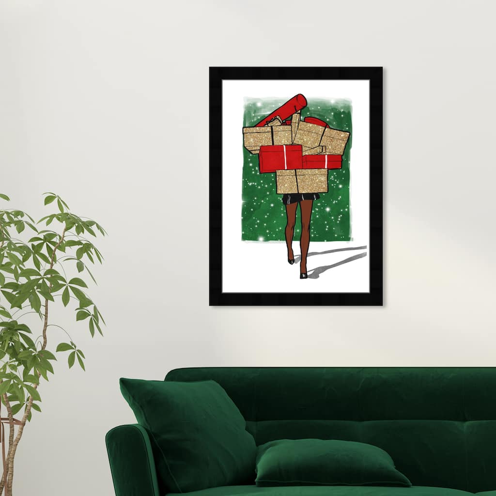 Wynwood Studio Prints Fashion and Glam Holiday Gifts Galore Green and Metallic Green Glam Wall Art Canvas Print