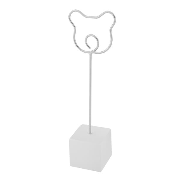 Household Cube Shaped Base Bear Design Clamp Note Photos Memo Clip White
