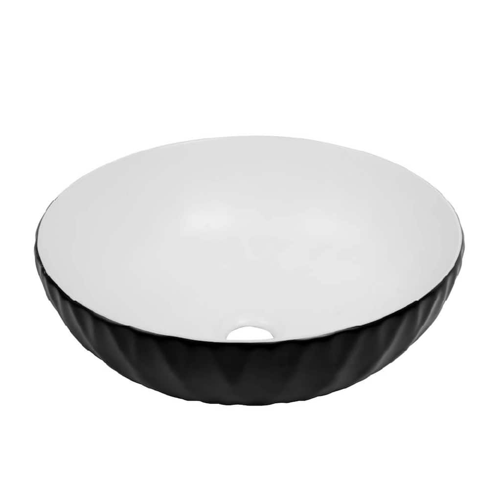 16 inch Round Ceramic Vessel Bathroom Sink - Modern Textured Bowl Design - 16" Round