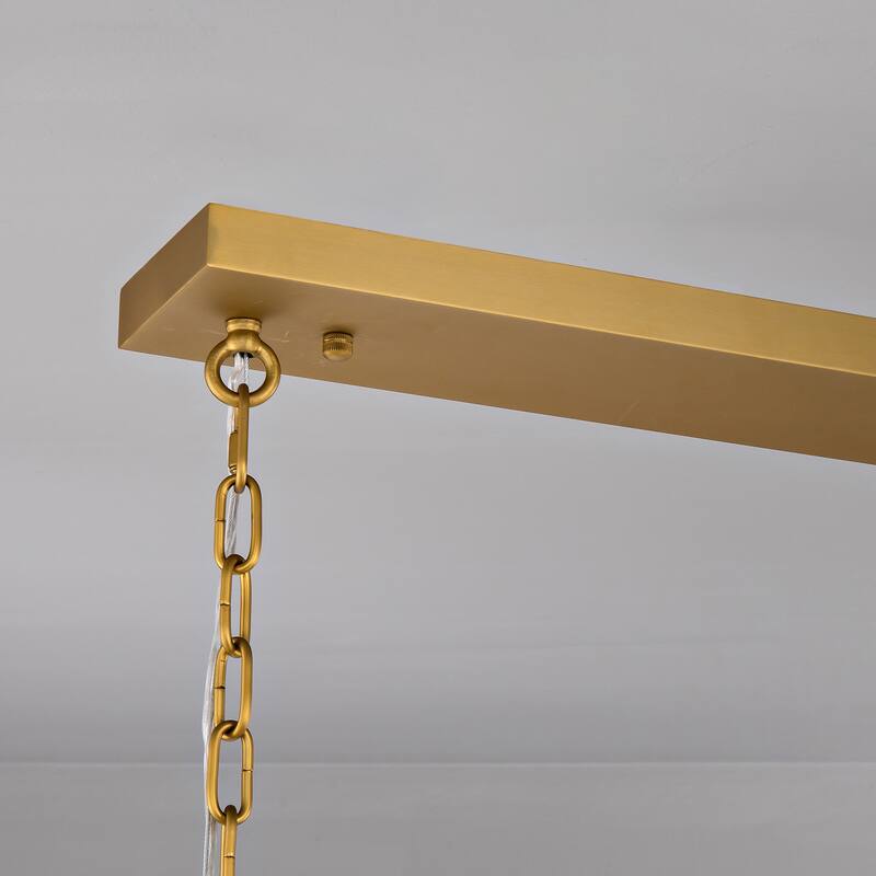 Modern Alabaster Glass Chandelier, Round or Linear Pendant Light with Up & Down Shades, D600-L1370, Copper or Black Finish