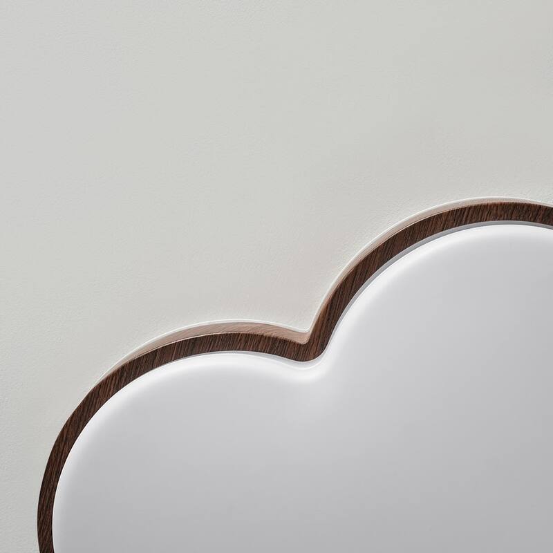 Walnut Wood Grain 5CCT Dimmable LED Cloud Kids Flush Mount - 21.9 Inches