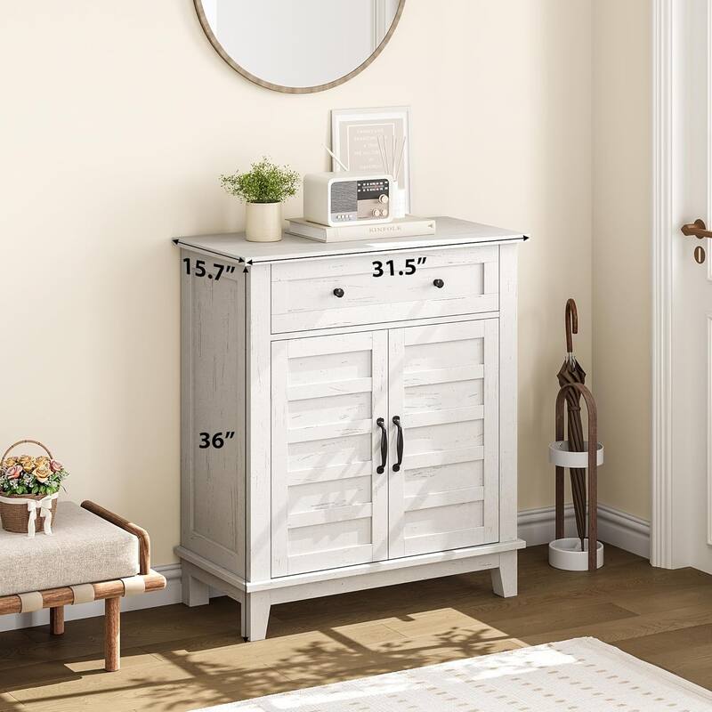 Farmhouse Storage Cabinet, 3-Tiers Adjustable Shelf, Multi-Functional Entryway Cabinet