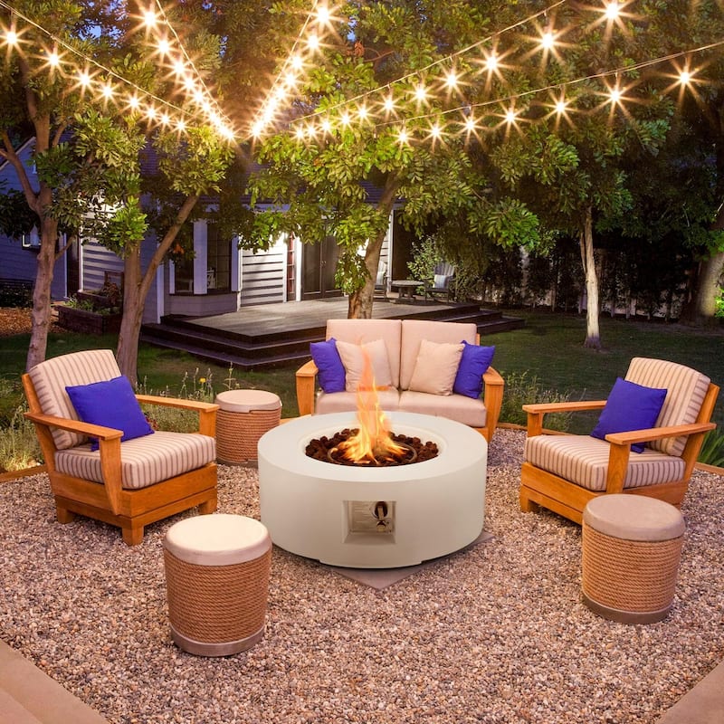 AVAWING 50,000 BTU Outdoor Round Propane Fire Pit Table
