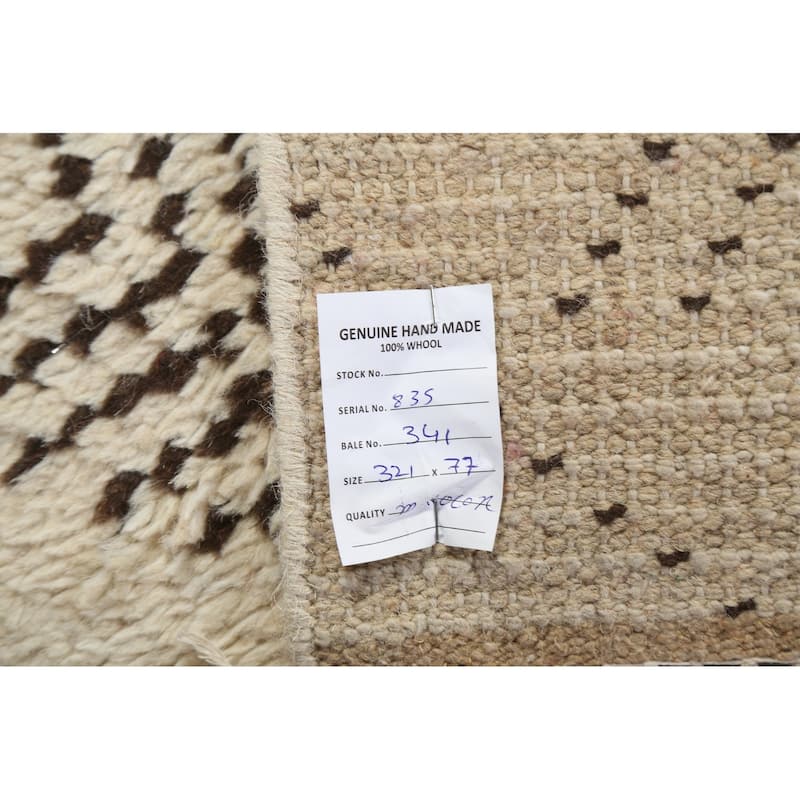 Trellis Tribal Moroccan Oriental Runner Rug Hand-knotted Wool Carpet - 2'6" x 10'8"
