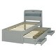 preview thumbnail 6 of 48, Platform Bed with Twin Size Trundle & 2 Drawers, Wooden Storage Bedframe with LED Headboard/Charging Station for Kids Boys Girls