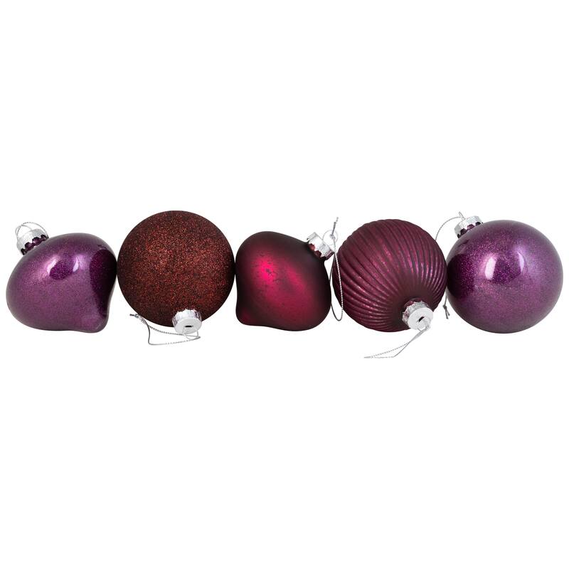 Onion and Glass Ball Christmas Ornaments - 3.25" - Burgundy and Purple - 9ct