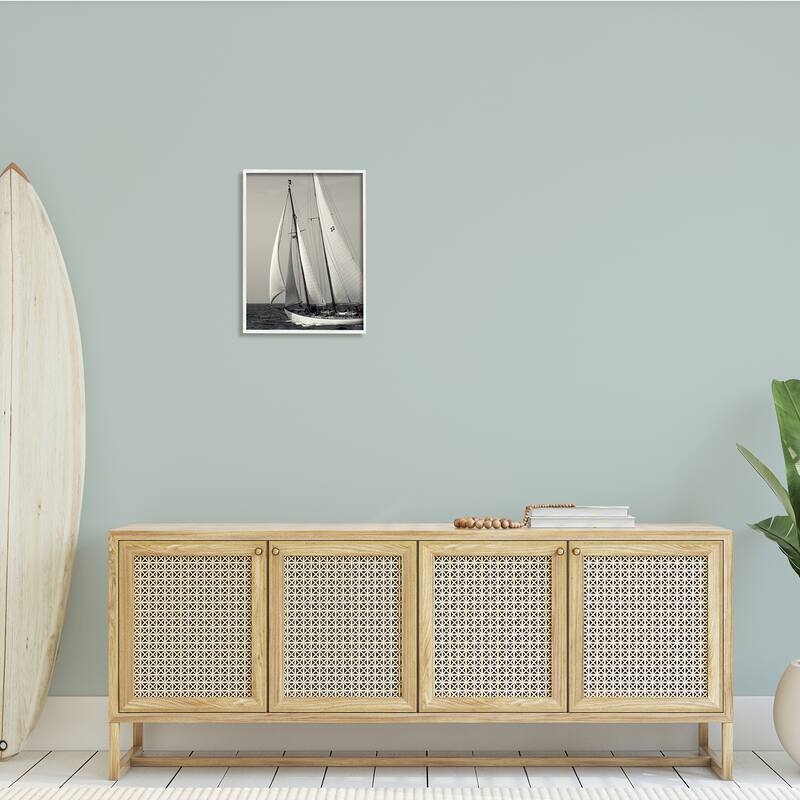 Stupell Ocean Ship Full Sail Modern Nautical Boat Photography Framed Wall Art