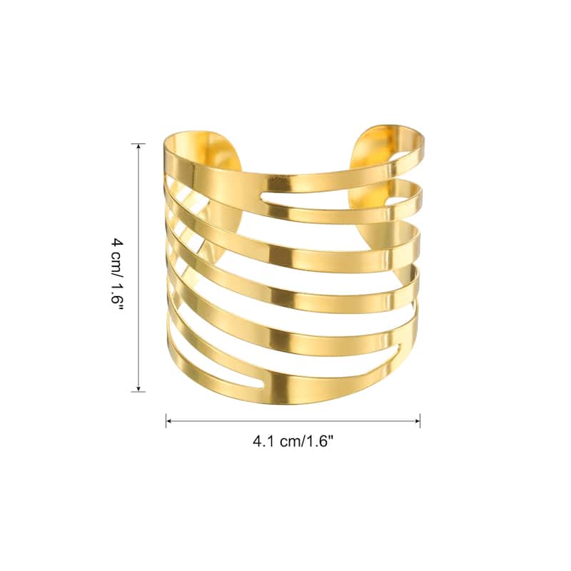 Napkin Rings Metal Diagonal Wavy Shape Napkin Holder for Dinner - Gold - 12pcs